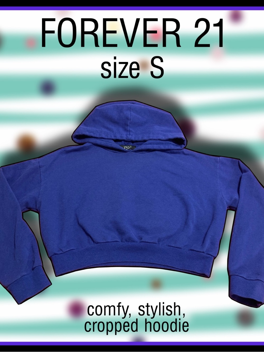 FOREVER 21 blue cropped HOODIE - size S